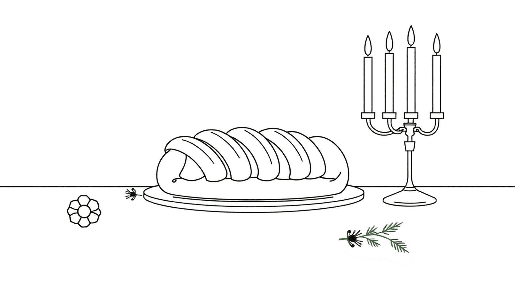 A freshly baked golden challah loaf sits beside a glowing menorah, symbolizing the perfect blend of tradition and taste during Chanukah celebrations